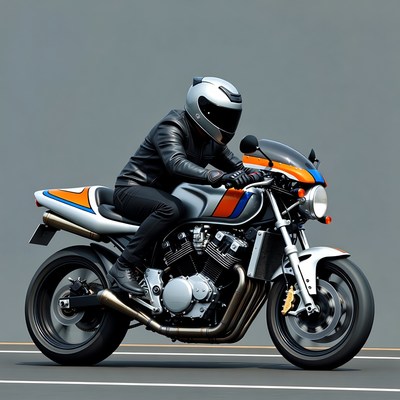 Man riding sport motorcycle