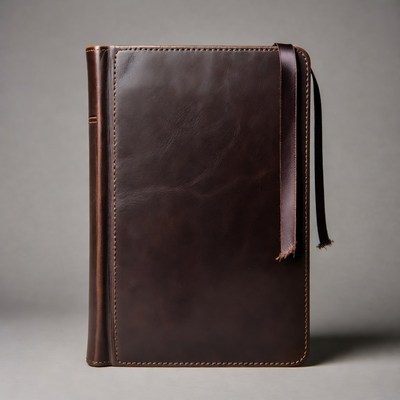 Brown leather journal with ribbon