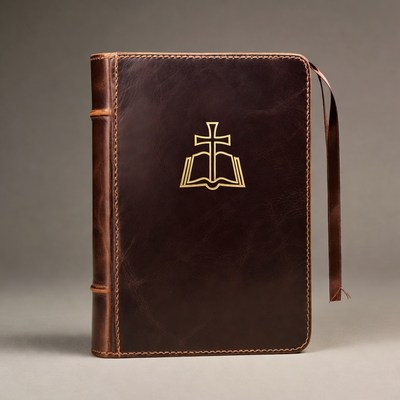 Brown Leather Bible with Gold Cross