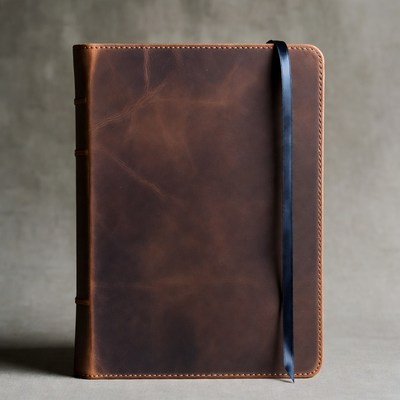 Brown Leather Journal with Blue Strap
