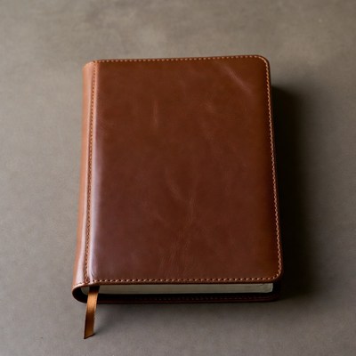 Brown Leather Bible on Gray Surface