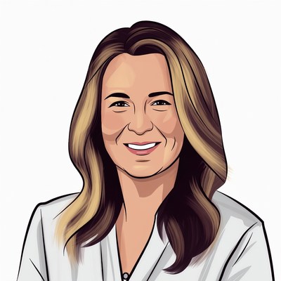 Smiling woman with blonde hair illustration