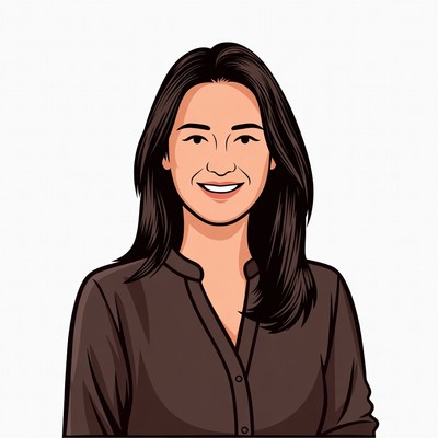 Smiling Asian woman portrait illustration