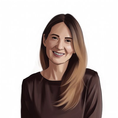 Smiling woman with long brown hair