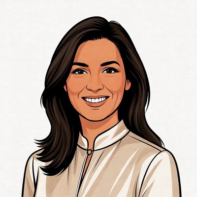 Smiling Asian woman portrait illustration
