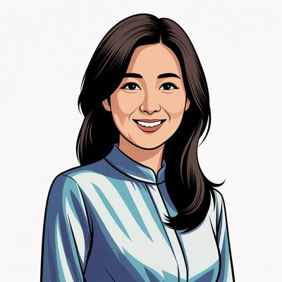 Smiling Asian woman illustration