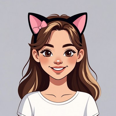 Girl wearing pink cat ears