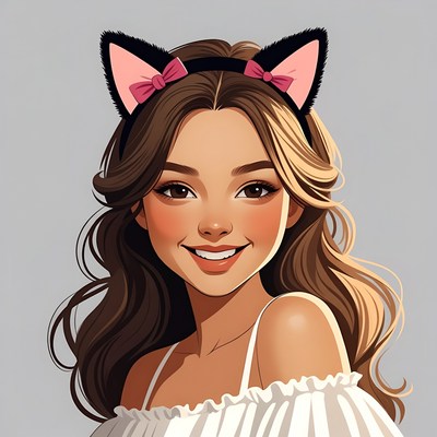 Asian girl with cat ears headband