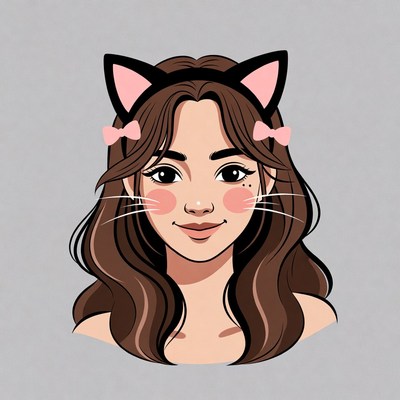 Anime girl wearing pink cat ears