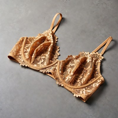 Lace Bra on Gray Background