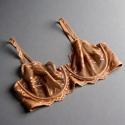 Lace Orange Bra on Gray Background