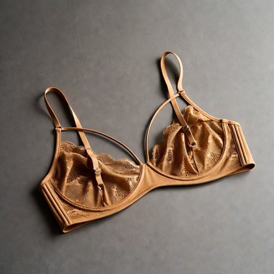 Tan Lace Strappy Bra