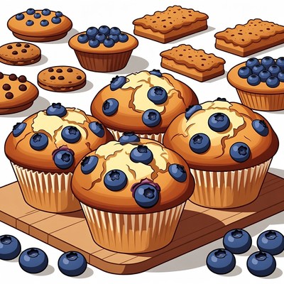 Blueberry Muffins Illustration