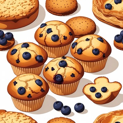 Blueberry Muffins and Pastries Illustration