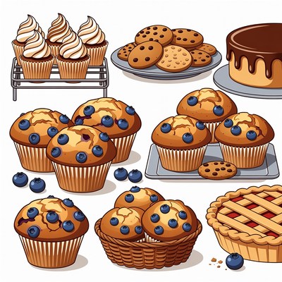 Assorted Pastries and Desserts Illustration