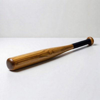 Wooden baseball bat on white background