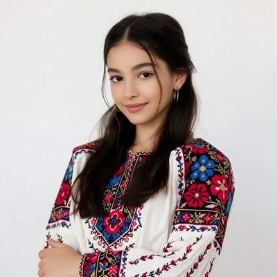 Girl in embroidered traditional blouse