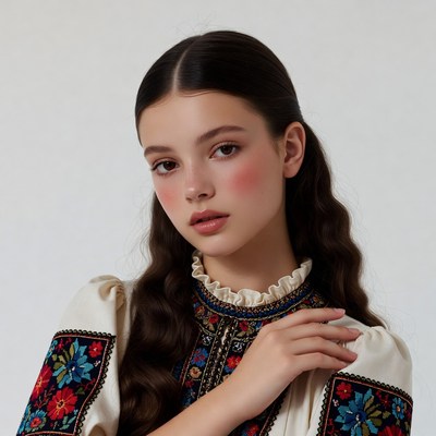 Girl in embroidered traditional blouse