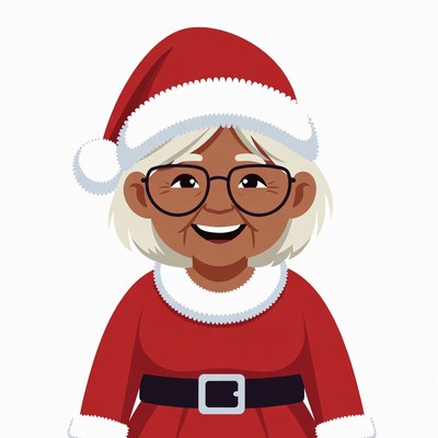 Elderly woman in Santa hat