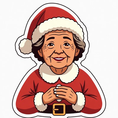 Elderly woman in Santa hat
