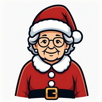 Elderly woman in Santa hat