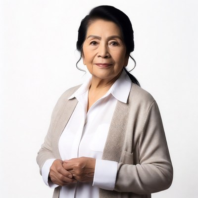 Elderly Asian woman smiling