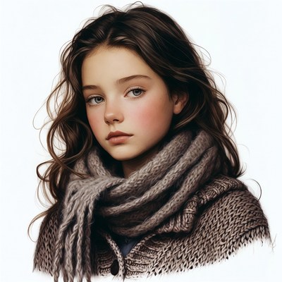 Girl with brown hair and scarf
