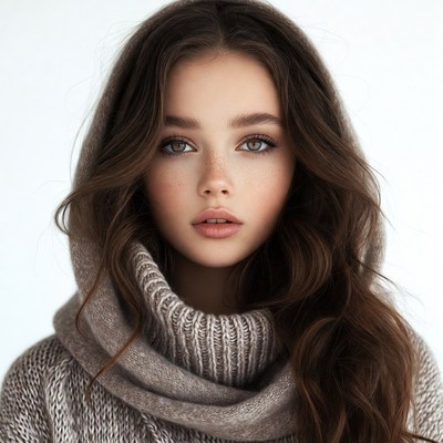 Woman in Beige Hooded Sweater