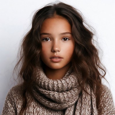 Teen girl in turtleneck sweater