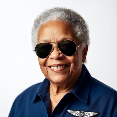 Elderly African-American woman in aviator sunglasses