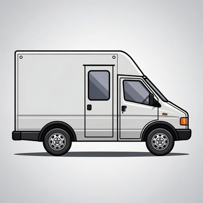 White Delivery Van Illustration