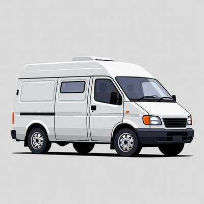 White Delivery Van Illustration