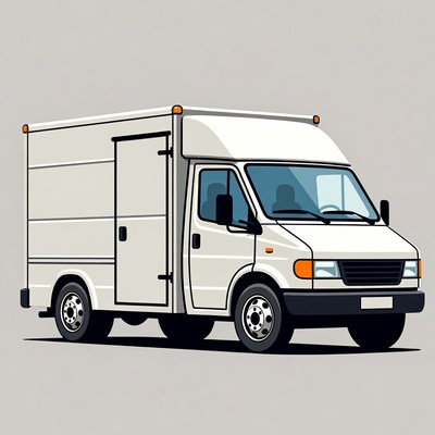 White Delivery Van Illustration