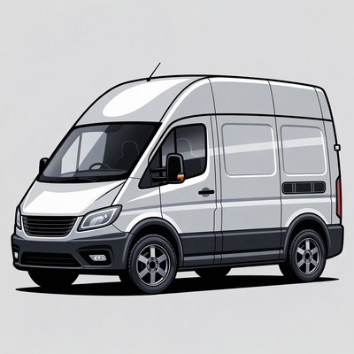White Cargo Van Illustration