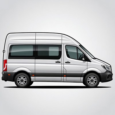 White Mercedes Sprinter Van Illustration