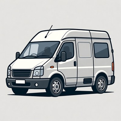 White Delivery Van Illustration
