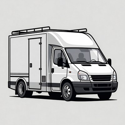 White Cargo Van Illustration