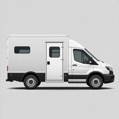 White Cargo Van Side View