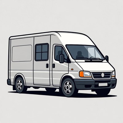 White Delivery Van Illustration