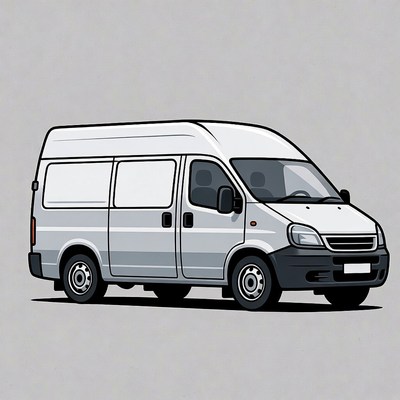 White Delivery Van Illustration