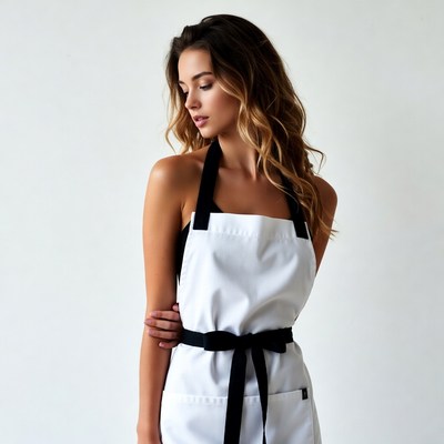 Woman wearing white apron