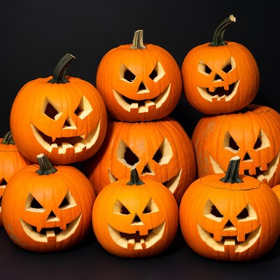 Stack of Jack-o'-lantern Pumpkins