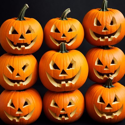 Stack of Jack-o-Lantern Pumpkins