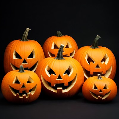 Group of Jack-o-Lantern Pumpkins