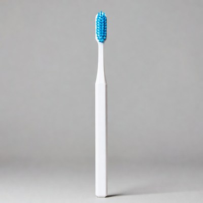 Blue Bristle Toothbrush on Gray Background