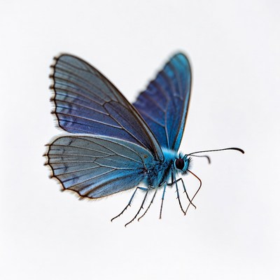 Blue butterfly on white background