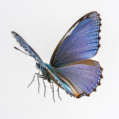 Blue butterfly on white background