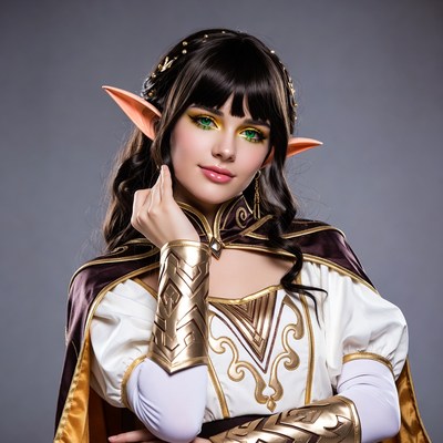 Woman in elf cosplay with pointed ears