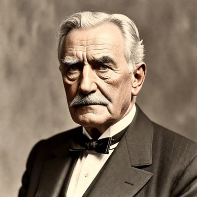 Elderly man in tuxedo with mustache