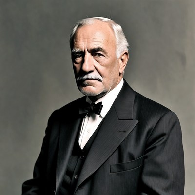 Elderly man in tuxedo with mustache